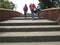 PEOPLE WALKING ON STAIRS BRIDGE CARACAS VENEZUELA UCV