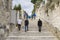 People walking in stairs in the town of Sibenik Croatia