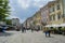 People walking on the street in city of Lviv in Ukraine