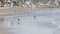 People walking strolling. Pacific ocean, sea water wave. Beachfront vacations resort. California USA