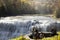 People walking toward viewing platform for Middle Falls at Letchworth State Park