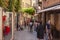 People walking in Treviso alley in Italy