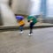 People walking with an umbrella in rainy days in Bilbao city Spain