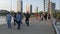 People walks on Humber Bay Arch Bridge