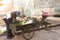 People wash vegetable into a tricycle in Dayan old town.