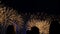 People watch fireworks in the night sky and take pictures on the phone, a colorful fireworks in honor of the holiday