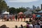 People watching traditional Aboriginal corroboree performance at Yabun festival
