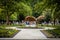 People watching the traditional folk music concert in the spa park in Busko health resort, Poland.