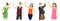 People wave their hands. Portraits of successful people waving. Man and women wave their hand. Flat vector cartoon