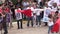 People waving flags