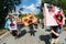 People Wearing Huge Handmade Masks Walk In Atlanta Festival Parade