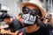 People wearing protective mask at the protest against President Jair Bolsonsaro in downtown Salvador, Bahia