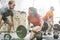 People weightlifting in crossfit gym