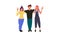 People welcoming greeting vector illustration. Happy man and woman business greeting hand concept. Isolated friendship office