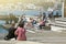 People at Wellington waterfront, north island of New Zealand