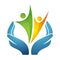 People wellness woman, children charity logo icon.