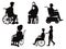 People who wheelchairs silhouette