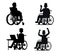 People who wheelchairs silhouette