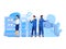 People work in oil gas industry vector illustration, cartoon flat man worker characters working on pipeline, opening