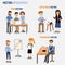 People working in the co-working space infographics elements.illustrator EPS10.