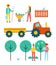 People Working on Farm with Equipment Vector Icon