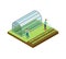 People working in greenhouse isometric 3D element