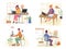 People working in home office, different angles