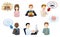 People working icons avatars set