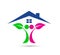 Peoples family together Tree And Home Shape care Logo Design. Business, health.