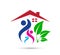 Peoples family together Tree And Home Shape care Logo Design. Business, health.