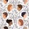 Peoples talk seamless pattern, togetherness and communication concept. Happy women and men talking and smiling to each