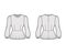 Peplum blouse technical fashion illustration with bouffant long sleeves, scoop neck, fitted body. Flat apparel shirt