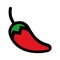 The pepper icon. Color image with a black outline of chili pepper. Seasoning for cooking a variety of dishes.