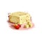 Pepper Jack cheese with red chilli digital art illustration isolated on white background. Fresh dairy product, healthy