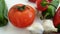 Pepper tomato garlic wet heap water bio ripple vegetable antioxidant kitchen preparation green close