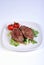 peppered lamb grill steak and organic tomato