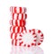 Peppermint candy tower on white. Red striped peppermint Christmas candy