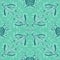 Peppermint Green Floral Repeat Pattern With Teal Green Details In A Symmetrical Arrangement