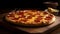 Pepperoni Pizza on Wooden Tray: A Classic and Fragrant Delight. Generative AI