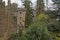 Pepperpot tower in between trees in Powerscourt garden