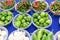 Peppers and cauliflowers in different colors and kinds