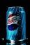 Pepsi jar beautifully stands on a black background