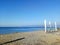 Peraia beach, suburb of Thessaloniki, Greece. View of the blue sea and sky.