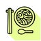 Peranakan cuisine flat line icon. Vector thin sign of noodle soup with food sticks