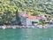 Perast, Montenegro - 8/6/2019:  Bay of Kotor ocean and mountain views  and town of Perast in Montengro