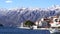 Perast winter coast with parked boats, Montenegro