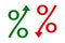 Percent with arrow up, down icon. Bussines symbol. Sign banking vector