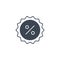 Percent Badge related vector glyph icon.