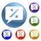 Percent bubble chat icons set vector