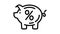 Percent deposit piggy bank icon animation